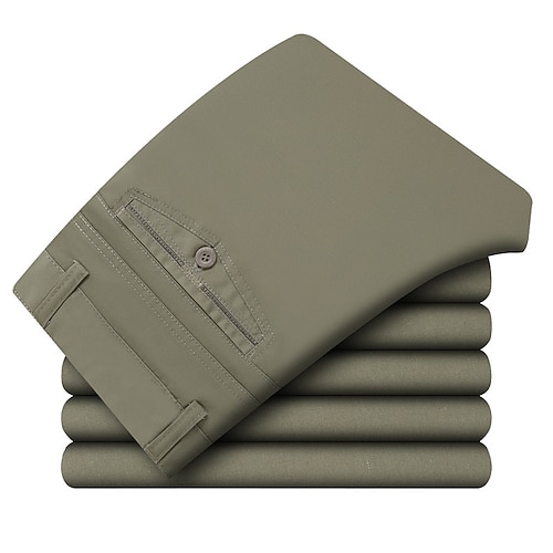 Herren Anzughosen Hose Hosen Chinesisch Chino Knopf Tasche Glatt Komfort Formal Party Arbeit Modisch Klassicher Stil Schwarz Gelb Mikro-elastisch Image