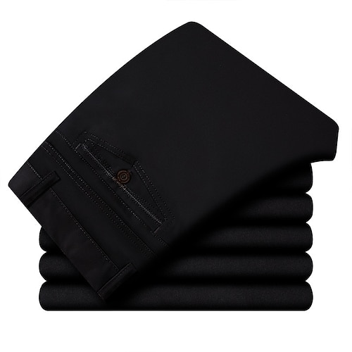 Herren Anzughosen Hose Hosen Chinesisch Chino Knopf Tasche Glatt Komfort Formal Party Arbeit Modisch Klassicher Stil Schwarz Gelb Mikro-elastisch Image