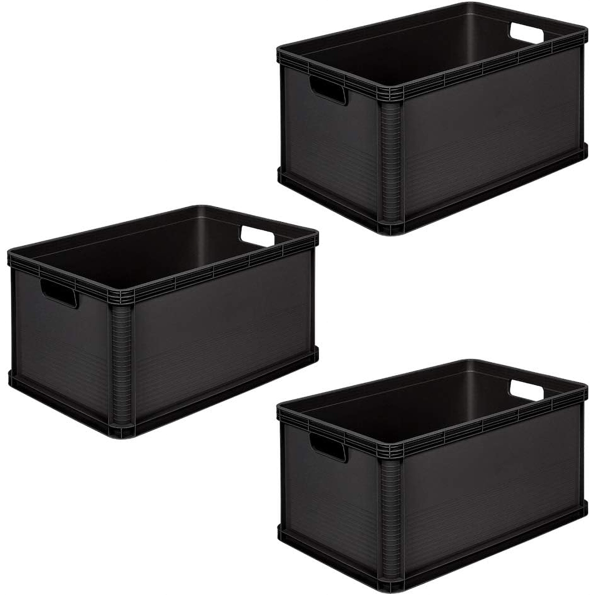 Keeeper Robert - 3er-Pack robuste Transportboxen von Keepeer, 60 x 40 x 32 cm, 64 l, Graphitgrau Image