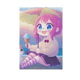 Cute Girl and Cat on Beach Garden Flag 28X40 Double Sided Yard Flags for Outside Outdoor All Seasonal Decoration