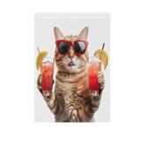 Cool Cat with Drinks Garden Flag 28X40 Double Sided Yard Flags for Outside Outdoor All Seasonal Decoration
