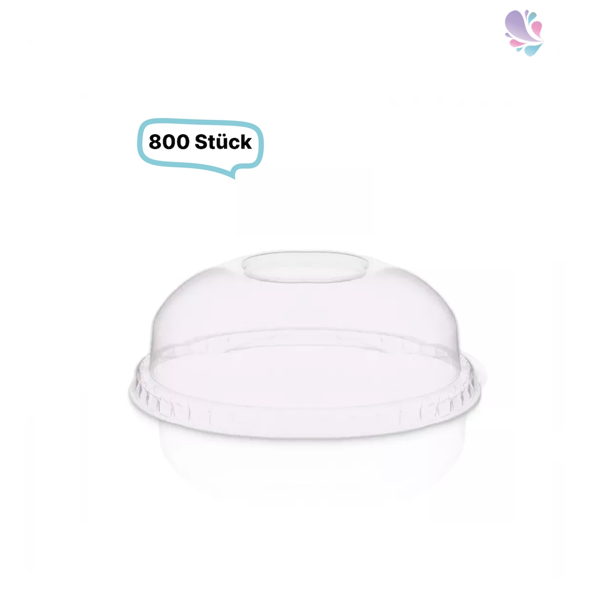 Blanc HYGIENIC Deckel ohne Loch, Domdeckel RPET - 800 Stück, transparentes recyceltes PET für Cups, klare Becher 225 und 300 ml Image