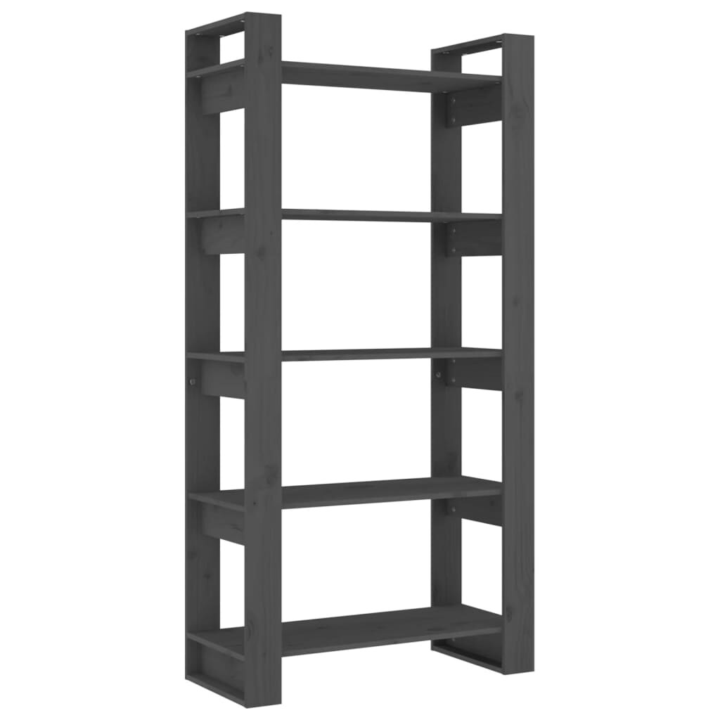 vidaXL Bücherregal/Raumteiler Grau 80x35x160 cm Massivholz Image