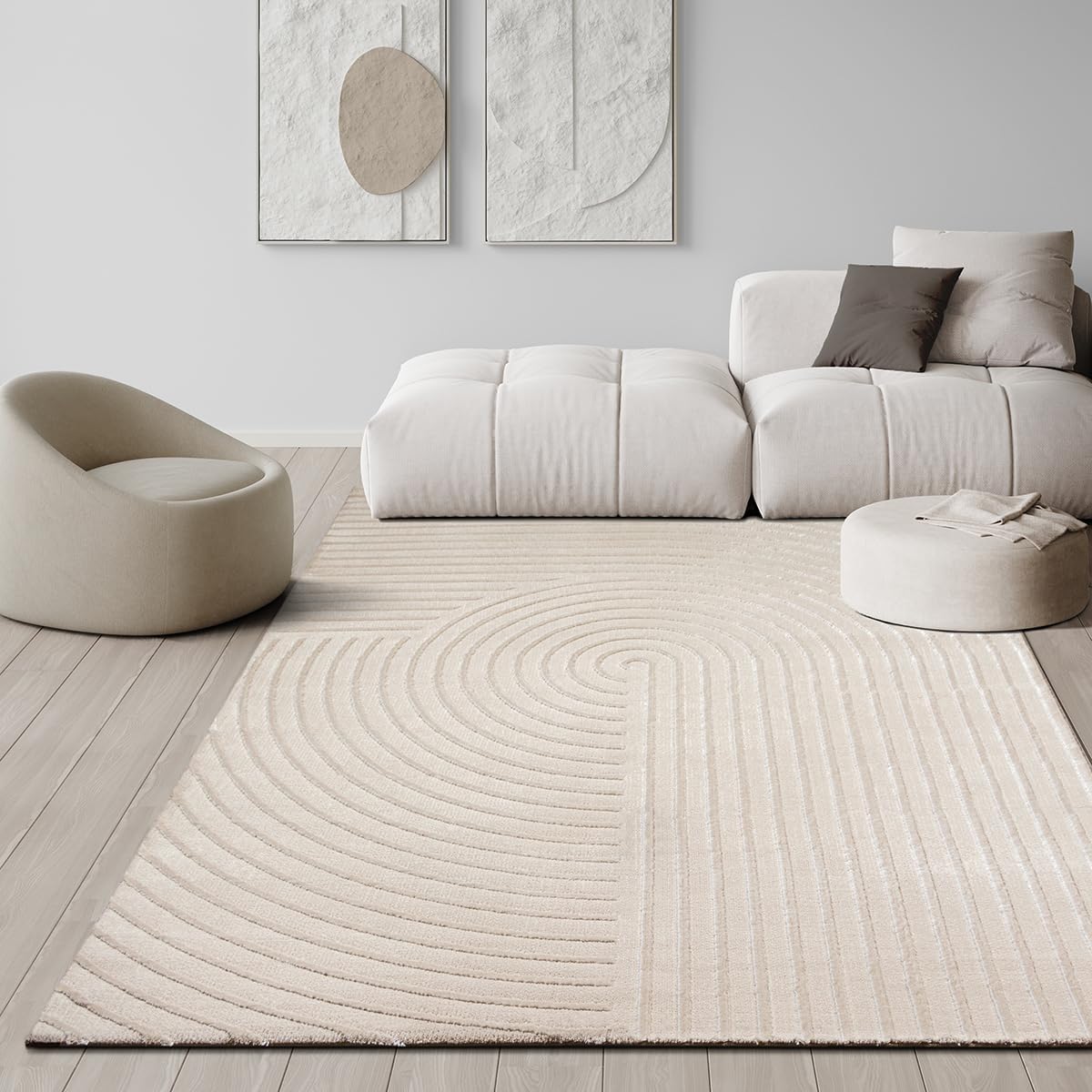 Teppich THE CARPET "Knight", beige, B:240cm H:12mm L:340cm, Polyester, Teppiche, Teppich, moderner Wohnzimmer Teppich elegant glänzender Flor