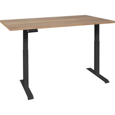 Schreibtisch MÄUSBACHER "Big System Office", schwarz (schwarz matt, eiche sägerau, schwarz matt, eiche sägerau), B:140cm, Tische, Breite 140 cm, elektrisch höhenverstellbar Image