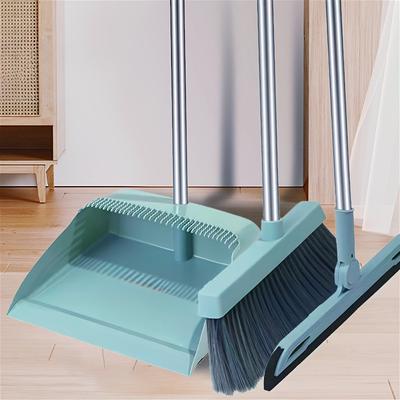 TEMU 3pcs Cleaning Brush Set With Long Handle - Uncharged Plastic Household Broom And Dustpan Combo, Floor Squeegee With Comb Teeth, Efficient Sweeping For -up - Cleaning Supplies Kit