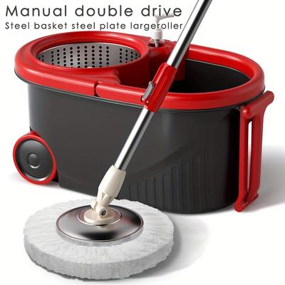 TEMU 1 Set, Household Spin Mop And Bucket Set, Household Rotating Floor Mop, Hands- Mop, Dust Removal Mop, Dry And Wet Use, Home, Kitchen, Bathroom Floor, Cleaning Supplies, Cleaning Tool