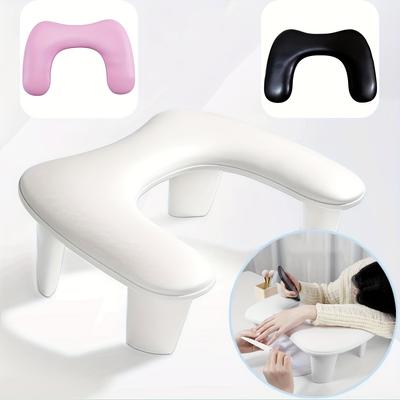 TEMU Ergonomic Nail Art Hand Rest Pillow - Pink, Black, White - Removable U-shaped Resting Pad For Comfort - No Fragrance