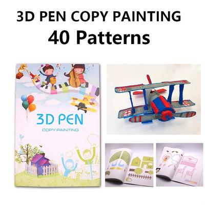 TEMU 3d Pen Patterns Book 3d Printing Pen Drawing Book Reusable Colorful 40 Patterns Thick Paper Clear Plate Painting Template For 3d Pen Gifts