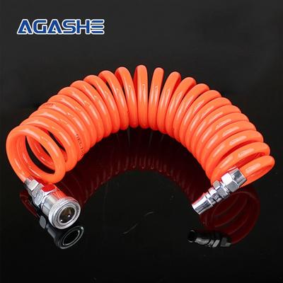 TEMU Agashe Pu Spring Air Hose With High Pressure Connectors - Ideal For Air Compressor Tools And Pneumatic Equipment