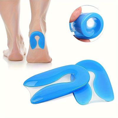 TEMU 2-pack Silicone Heel Cups, U-shaped Orthopedic Foot Pads, Shock-absorbing Insoles For Bone Spurs, Non-electric Inserts With Anti-slip Design, Plastic Material