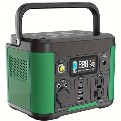 TEMU 300w Portable Power Station, 296w Mobile Portable Outdoor Storage Power Supply, 120v/300w Ac Outlet, With Flashlight, Camping, Traveling, Emergency, High Power