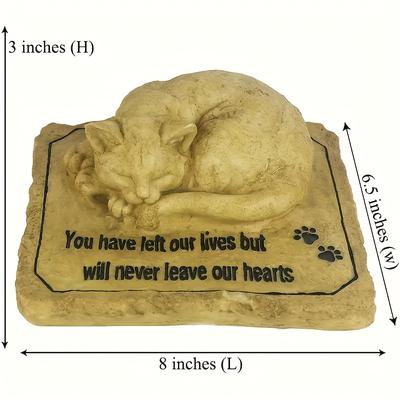 TEMU Cat Garden Stones Statues - Pet For Cats Grave Markers Features A Sleeping Cat On The Top, Sympathy Cat Memorial Gifts Outdoors