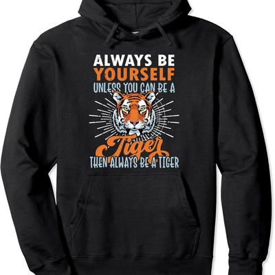 TEMU Prairie Tiger Trendy Cotton Hooded Sweatshirt, Street Style Sweatshirt, Crew Neck Sweatshirt, Ultra Soft, Breathable, 4 Seasons Casual Hooded Sweatshirt, Perfect For Daily Wear, Casual Outings