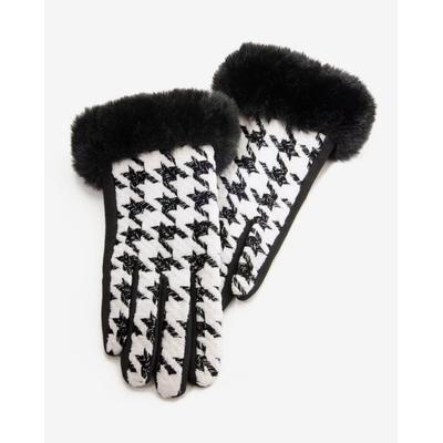 Boston Proper - Black - Houndstooth Faux Fur Glove