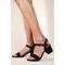 Where's That From Womens 'Zephyr' Strappy Mid High Block Heels Peep Toe - Black - Size UK 5 | Where's That From Sale | Discount Designer Brands