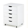 ‎Caisson de bureau à roulettes avec 5 tiroirs blanc 49x40x65cm