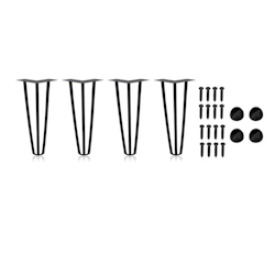 BERLINTABLES Premium Tischbeine 4 Stück Set 15 cm Schwarz massiv Stahl|Tischgestell Hairpin Legs 3 Streben Metall Tischfüße Büro/Schreibtisch/Esstisch Image