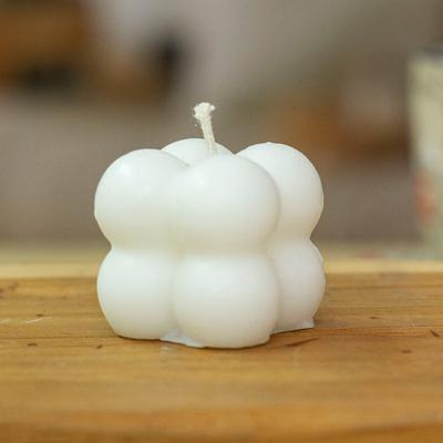 Quiet Bubbles,'Minimalist Bubble-Shaped White Wax Candle from Mexico'