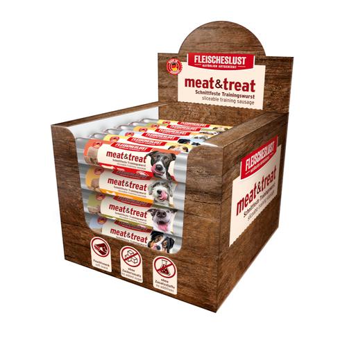 33x 80g Fleischeslust meat & treat Mixpaket I (5 Sorten) Trainingssnack für Hunde