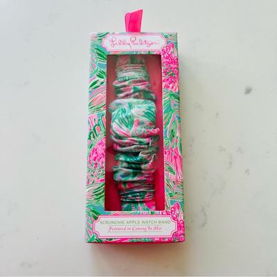 Lilly Pulitzer Accessories | Lilly Pulitzer Scunchie Apple Watch Band In Coming In Hot Pink Green 38mm 40mm | Color: Green/Pink | Size: Os