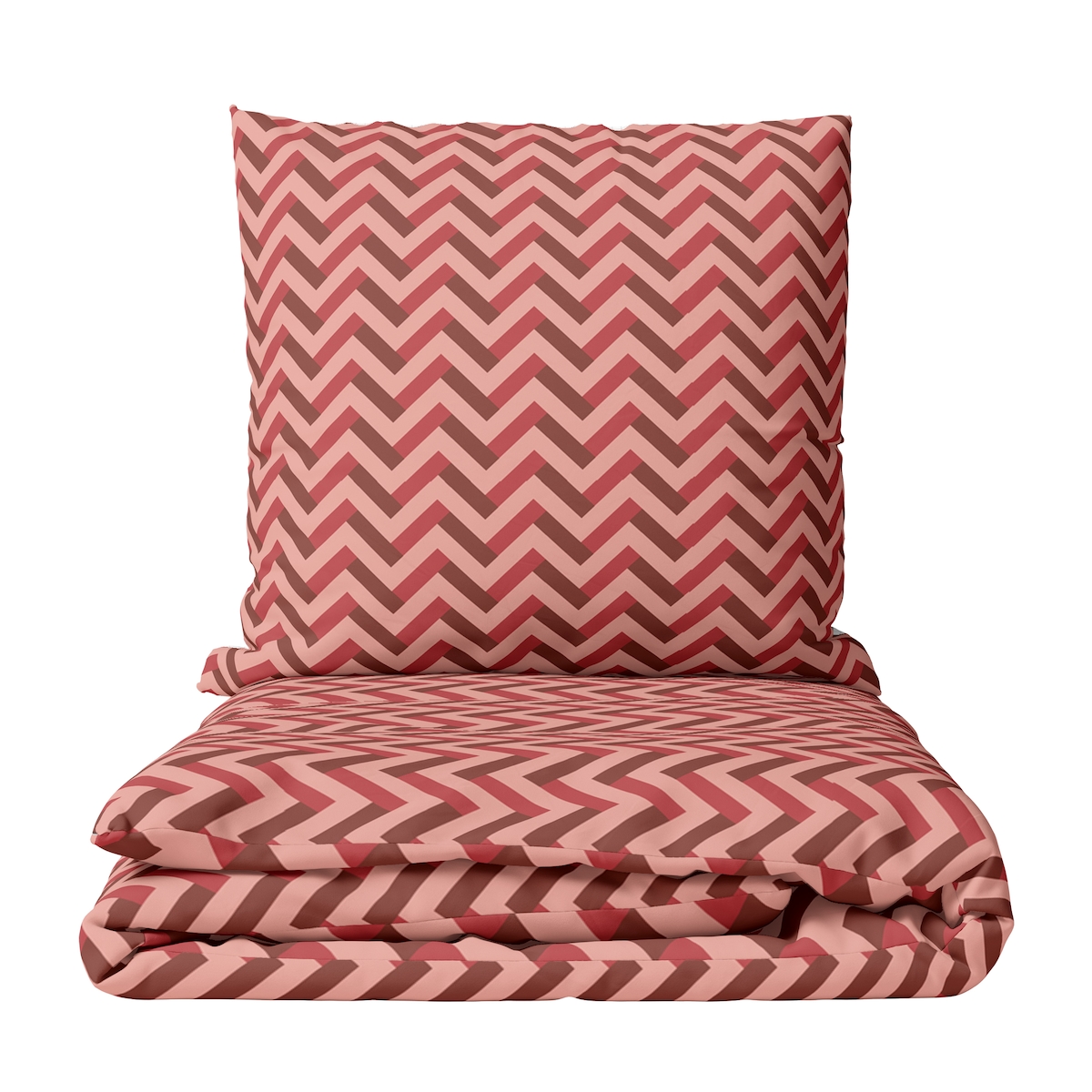 Leonado Vicenti Bettwäsche 4 teilig Set Baumwolle 155x220 cm Rot Rosa Bordeaux Zick Zack mit Reißverschluss Image