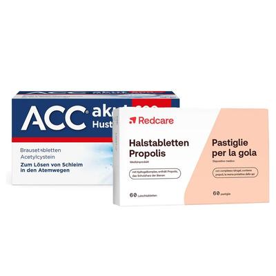 Acc® akut 600mg Hustenlöser + Redcare Halstabletten Propolis 20+60 St Set Image