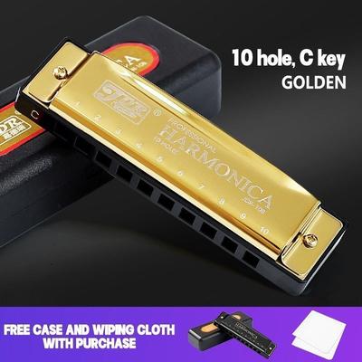 TEMU Professional Blues Harmonica 10 Hole C Key Blues Harmonica With Hard Box, Suitable For Beginners, Students, Adults, And Professionals As A Joyful Gift For Eid Al Fitr