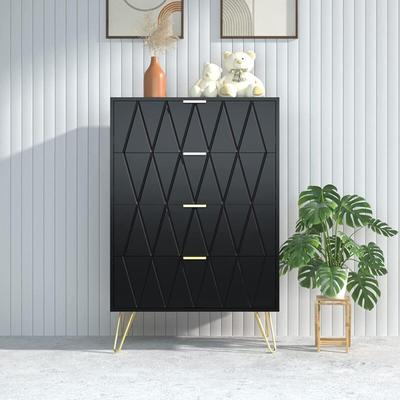 Kommode mit Schublanden, 60 x 34 x 91 cm,Schrank mit 4 Schubladen, Schmal Image