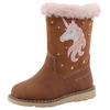 Winterstiefel TOM TAILOR "Blinkschuh", Kinder, Gr. 35, braun (cognac), Lederimitat, Textil, Glitzer, modisch, Schuhe, Langschafttstiefel, Kinderstiefel mit blinkendem Einhornmotiv