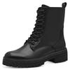 Schnürstiefelette MARCO TOZZI, Damen, Gr. 41, schwarz, Textil, Lederimitat, unifarben, modisch, Schuhe, Blockabsatz, Schnürboots mit Nieten am Sohenrand