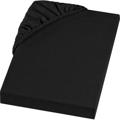 Spannbettlaken SETEX "Feinbiber in Gr. 70x140, 90x200, 140x200 oder 180x200 cm", schwarz, B:160cm L:200cm, Feinbiber, Obermaterial: 100% Baumwolle, Laken, für Matratzen bis 23 cm Höhe, Winter, Bettlaken Image