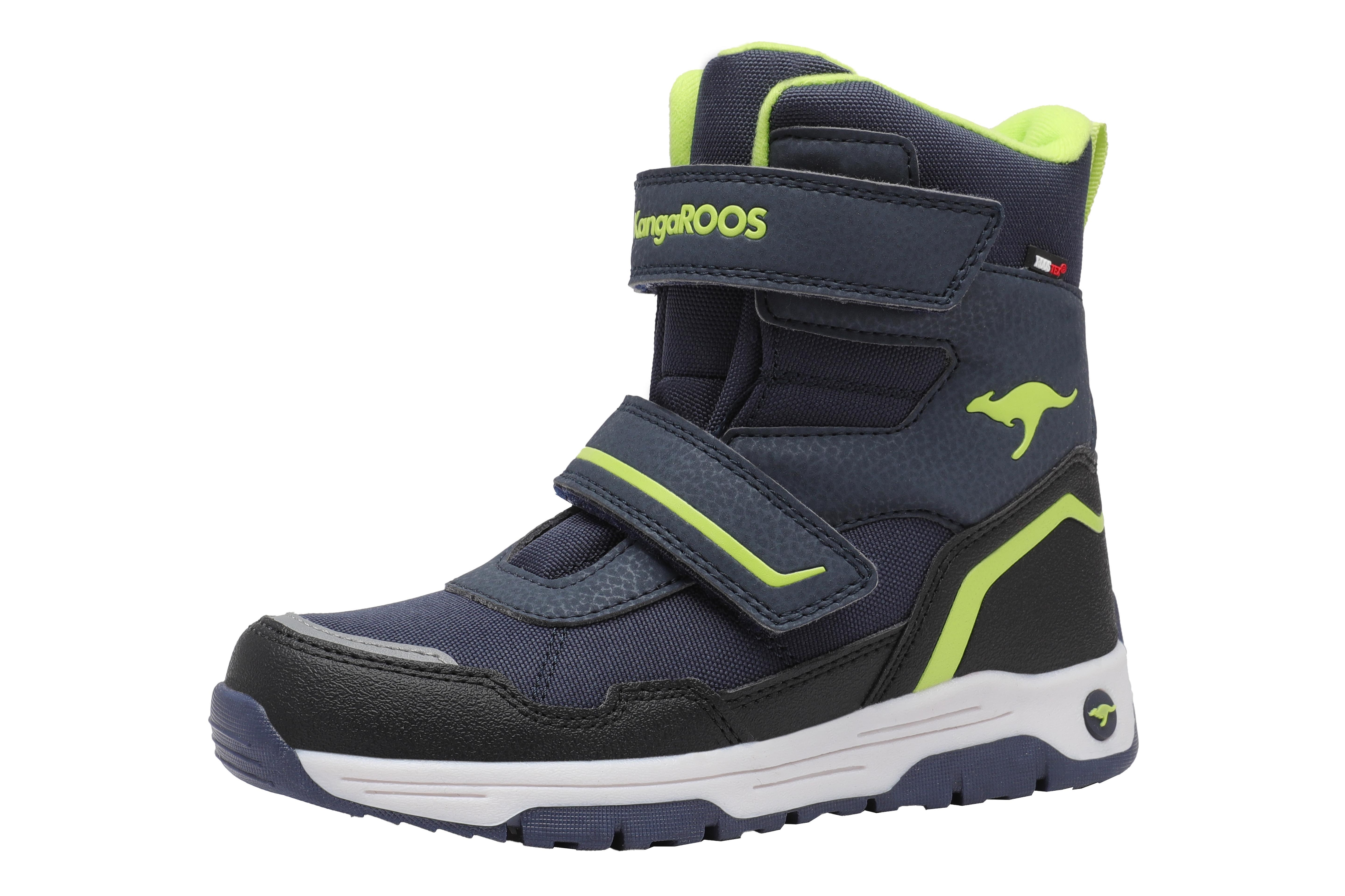 Winterstiefel KANGAROOS "K-MJ Camp V RTX", Damen, Gr. 35, bunt (dk navy, lime), Synthetik, Textil, Schuhe, Snowboots, Winterboots, Winterschuhe, wasserdicht, gefüttert Image