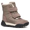 Winterstiefel GEOX "J TREKKYUP GIRL B ABX", Kinder, Gr. 27, beige (dunkelbeige), Textil, Veloursleder, Lederimitat, casual, Schuhe, Klettstiefel, Snowboots, Winterstiefel mit Warmfutter