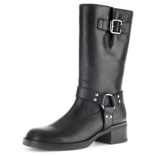 Stiefel GABOR Gr. 44, Normalschaft, schwarz Damen Schuhe Blockabsatz, Bikerstiefel, Langschaftsiefel mit Best Fitting