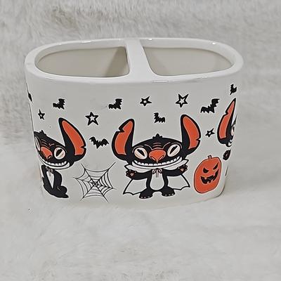 Disney Holiday | Disney Stitch Halloween Tooth Brush Holder | Color: Cream/Orange | Size: Os