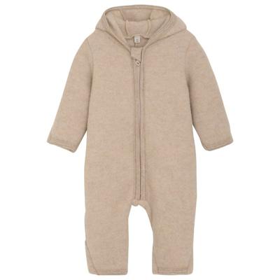 Huttelihut - Baby's Pram Suit Bear Ears Wool Fleece - Overall Gr 62 beige