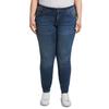 Slim-fit-Jeans TOM TAILOR PLUS, Damen, Gr. 44, N-Gr, blau (used mid stone blau), Denim/Jeans, Obermaterial: 91% Baumwolle, 7% Polyester, 2% Elasthan, casual, slim fit normal, Jeans