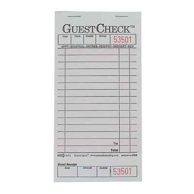 National Checking Company P3632SP Guest Check - 1 Part Booked, 1 Lines