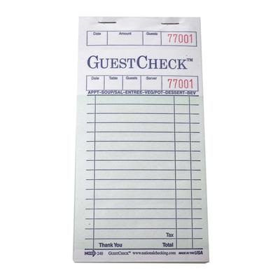 National Checking Company 240-50 Guest Check - (1) Part Booked, (17) Lines, Green