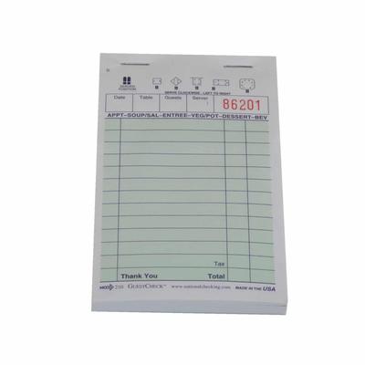 National Checking Company 210 (466479) Guest Check - 1 Part Booked, 1 Lines, Green