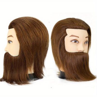 TEMU 12 Inch Male Mannequin Head With Hair Cosmetology Manikin Head Model For Beginners, Hairdresser Manikin Head, Training Doll Head For Hair Styling And Practice Image