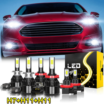 TEMU 6 Packs Fusion 2006-2016 6000k Led Headlights High/ Low Beam Fog Light Bulbs Kit