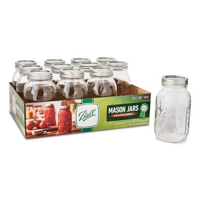 TEMU Regular Mouth Quart 32-oz. Glass Mason Jar With Lids And Bands, 12-count