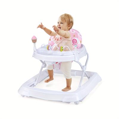 TEMU Multigot Foldable Baby Walker, Baby Activity Center With Adjustable Height, Wheels, Removable Seat Cushion, Anti-collision Design, Activity Baby Push Walker For Boys Girls Aged 6-36 Months