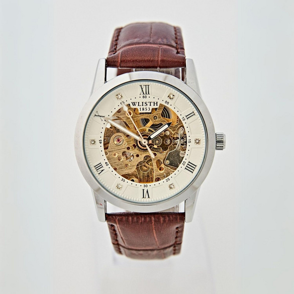 Herren-Armbanduhr silber-braun Image