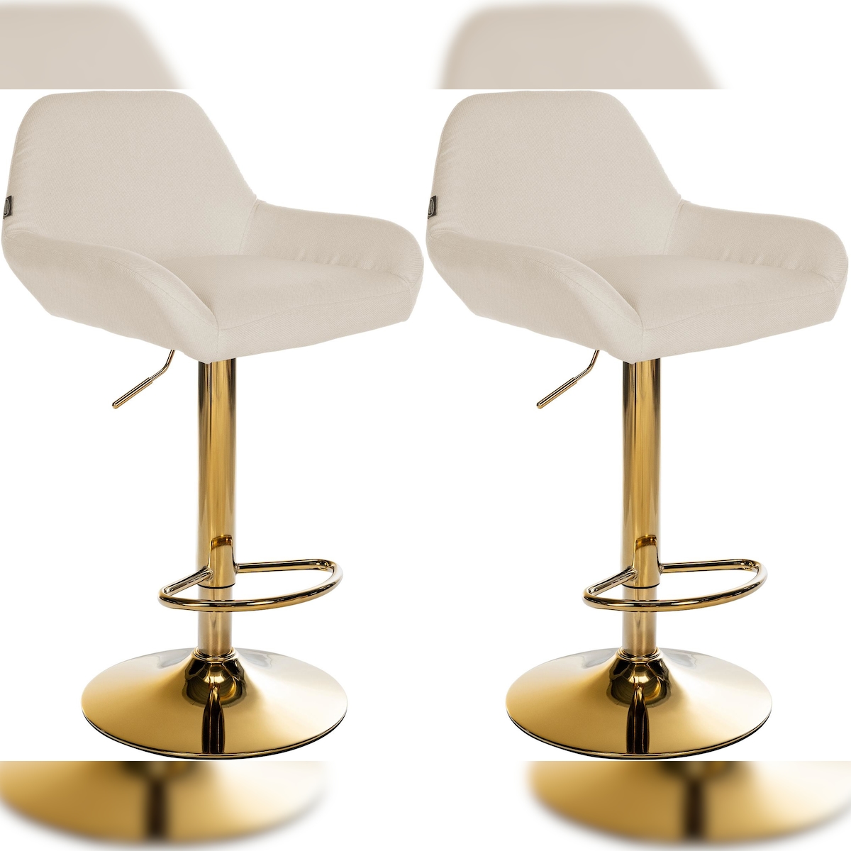 CLP 2er Set Barhocker Braga Gold Stoff creme Image