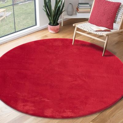 Teppich THE CARPET "Relax round", rot, H:16mm Ø:200cm, Polyester, Teppiche, waschbarer Wohnzimmer Teppich modern rutschfest Image