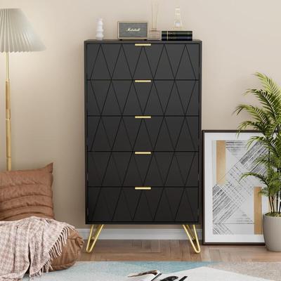 Kommode mit 5 Schublanden, 60 x 34 x 110cm, Aufbewahrungskommode, Modern Schrank, Highboard, Image