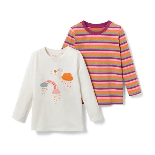 2 Kinder-Langarmshirts, Regenbogen